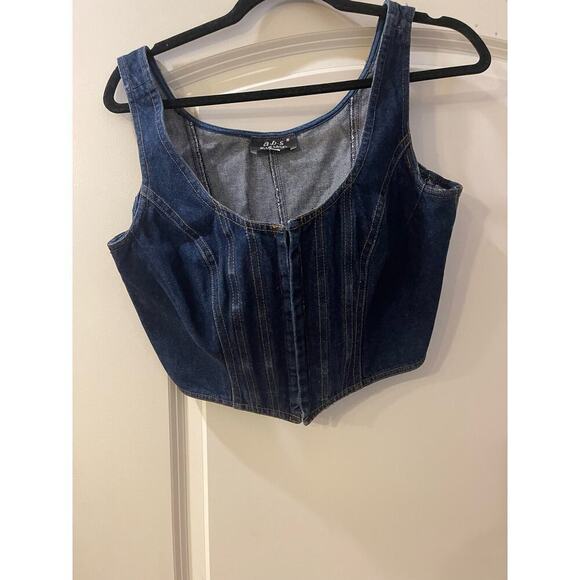 ABS denim vest, hook, and eye closure in the front  size 12 - Picture 1 of 3